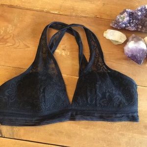 Aerie black lace racer back bralette